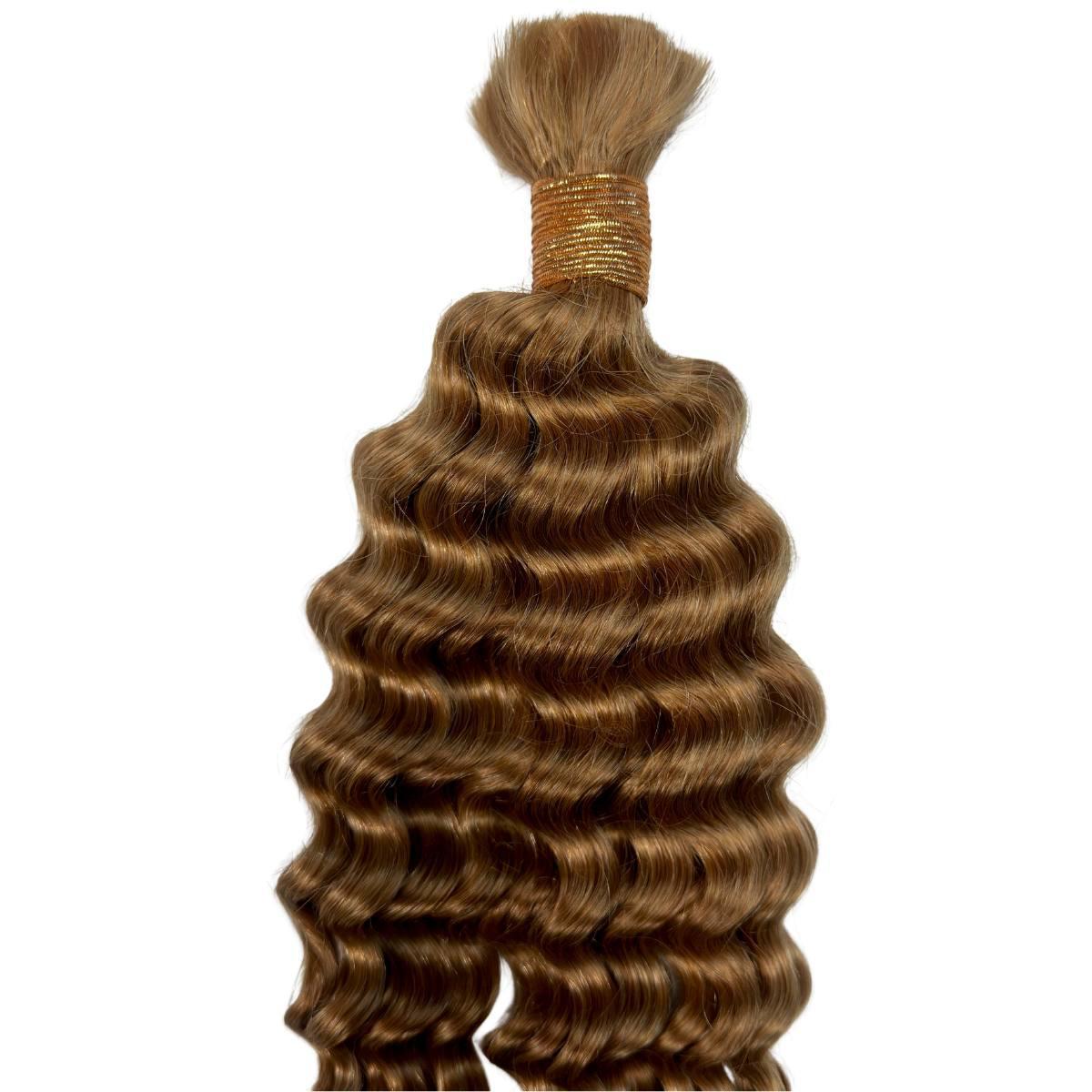 Honey Blonde Deep Wave Bulk Human Hair Extensions