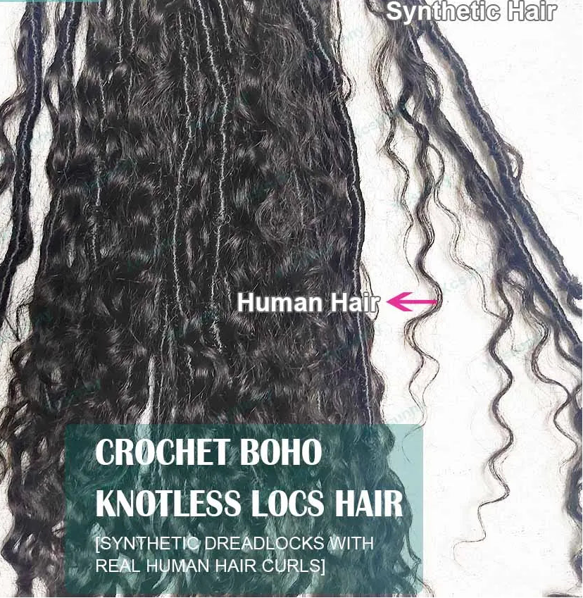 Crochet Boho Locs With Human Hair