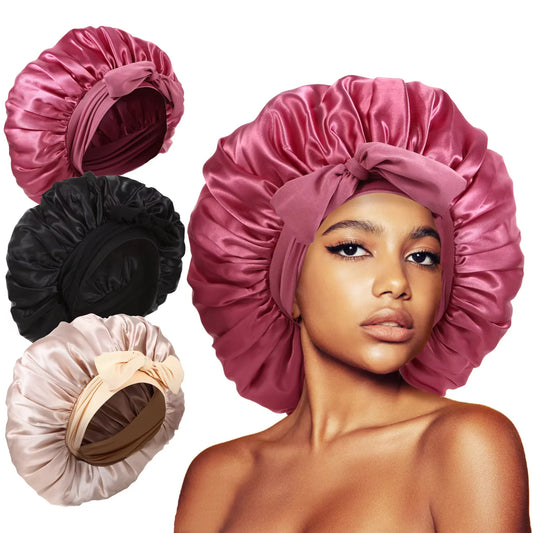Satin Bonnet Silky with Stretchy Tie Band